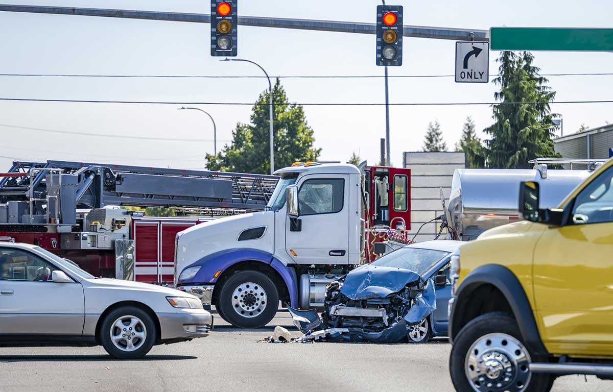 car and truck accident at intersection