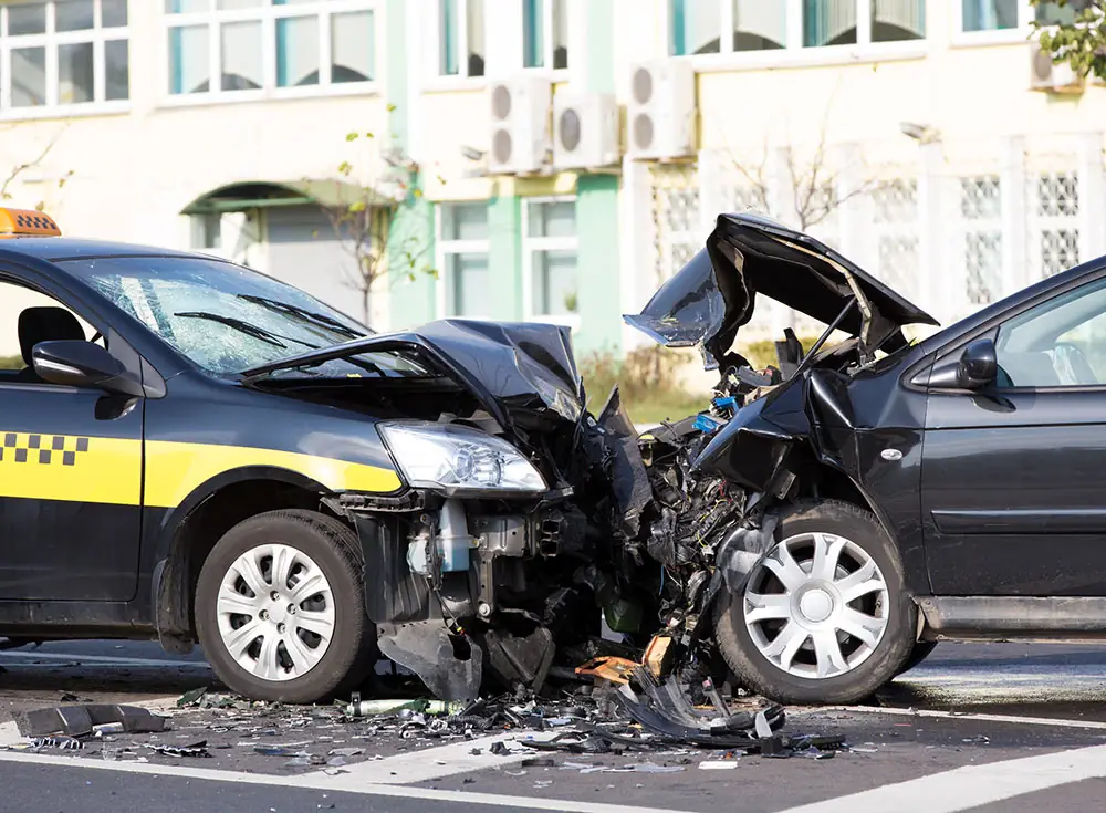 accident scene with a taxi