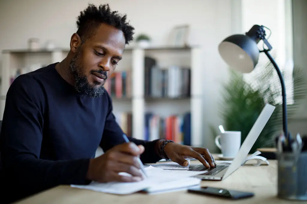 man working at desk
